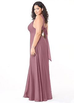 Azazie Christiana Bridesmaid Dresses Vintage Mauve A-Line V-Neck Pleated Chiffon Dress image10