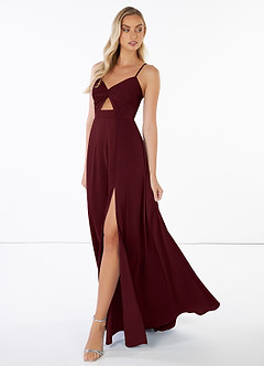 Azazie Jenna Bridesmaid Dresses A-Line Pleated Stretch Satin Floor-Length Dress image3