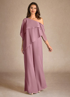 Azazie Halima Mother of the Bride Dresses Vintage Mauve Jumpsuit/Pantsuit Side Slit Chiffon Dress image4