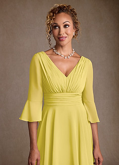 Azazie Aerynne Mother of the Bride Dresses Canary A-Line Pleated Chiffon Dress image5