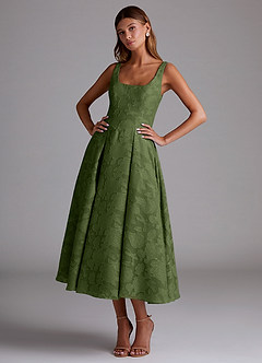 Amalie Olive A-line Midi Dress image8