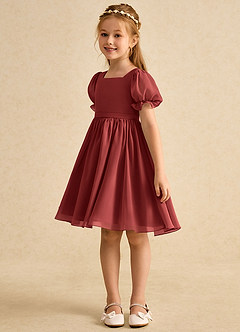 Azazie Jolie Blumenmädchenkleider A-Linie mit ärmel Chiffon Kleid Terrakotta image5
