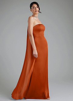 Azazie Tyler Bridesmaid Dresses Burnt Orange Sheath Strapless Stretch Satin Convertible Dress image8