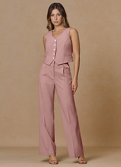 front Rowan Dusty Rose Refined Weave Performance 2-Piece Suit