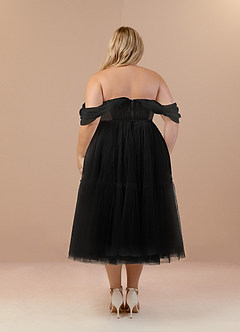 Azazie Vienna Vestidos de novia Vestido de Negro de Tul de Corte en A con Fuera del hombro image10