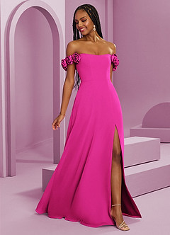 Barbie ♥ Azazie Bridesmaid Dresses Barbie Pink A-Line Off the Shoulder Chiffon Convertible Dress image11