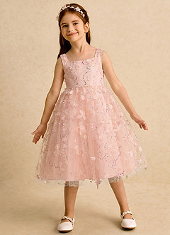 Azazie Bean Robe Demoiselle D'honneur Fillette Robe Princesse en Tulle Arc Rosette image1
