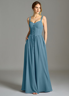 Azazie Porscha Suknie dla druhen Linia A Dekolt w kształcie serca Szyfon Do ziemi Sukienka image1