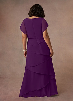 Azazie OHara Mother of the Bride Dresses Grape A-Line V-Neck Chiffon Dress image14