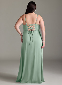 Azazie Marchella Robes de demoiselle d'honneur Robe Trapèze en Satin extensible Corset Agave image8