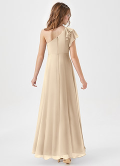 Azazie Arabella Junior Vestido de Champán de Gasa de Corte en A con Volante image6