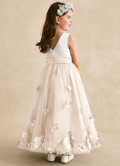 Azazie Vi Flower Girl Dresses White Alabaster A-Line Sleeveless Tulle Dress image4