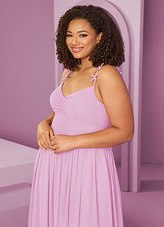 Barbie ♥ Azazie Bridesmaid Dresses Candy Pink A-Line Pleated Chiffon Dress image14