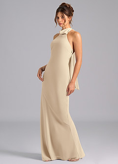 Azazie Velli Bridesmaid Dresses Champagne Mermaid Bow Chiffon Dress image1
