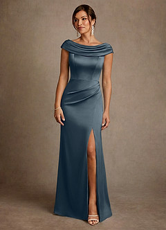 Azazie Irvine vestidos de madre de la novia Vestido de Crepúsculo de Satén Elástico de Corte en A con Plisado image3