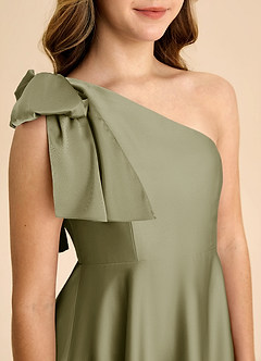 Azazie Penguin Junior Abito A-Line in Raso Elasticizzato Fiocco Pistacchio image7