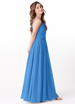 Azazie Astrid Junior Blue Jay A-Line Floral Chiffon Dress image5