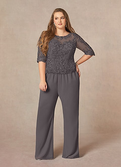 Azazie Florida Mother of the Bride Dresses Steel Grey Jumpsuit/Pantsuit Sequins Chiffon Dress image17