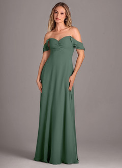 Azazie Kaylyn Robes de demoiselle d'honneur Robe Trapèze en Mousseline de soie Rayé Eucalyptus image6