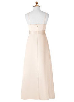 Azazie Anina Junior White Alabaster A-Line Bow Matte Satin Dress image8