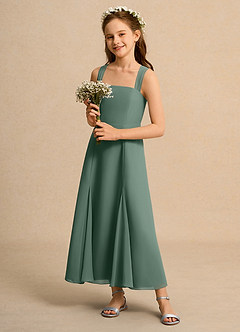 Azazie Tater Junior Formal vestidos de niña de las flores Vestido de Eucalipto de Gasa de Corte En A con Plisado image6