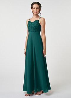 Azazie Sonya Junior Peacock A-Line Lace Chiffon Dress image1