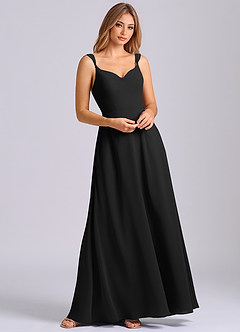 Azazie Beatrice Bridesmaid Dresses Black A-Line Sweetheart Neckline Chiffon Dress image4