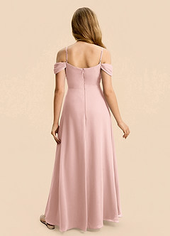 Azazie Lilly Junior Powder Pink A-Line Pleated Chiffon Dress image2