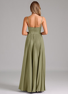 Azazie Tyla Robes de demoiselle d'honneur Robe Trapèze en Satin extensible Encolure en Forme de Cœur Pistache image2