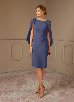 Azazie Carmela Mother of the Bride Dresses Stormy Sheath Lace Chiffon Dress image2