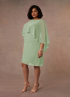Azazie Mirra Abiti per la Madre della Sposa Abito Tubino in Chiffon con Scollo a U a Pieghe Verde Salvia image8