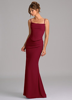 Azazie Sorrel Bridesmaid Dresses Burgundy Mermaid Corset Chiffon Dress image6