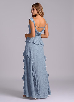 Azazie Sloane Abiti da Damigella Abito A-Line in Burnout Floreale Scollo a Cuore Blu Polveroso image2