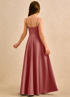 Azazie Coconut Girls Formal Sukienki dla dziewczynek sypiących kwiaty Linia A Pofałdowany Satyna elastyczna Długość podłogi Sukienka image2