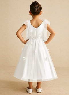 Azazie Minia Flower Girl Dresses Ivory A-Line Bow Matte Satin Dress image6