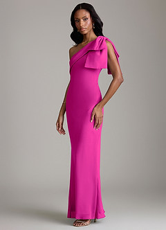 Azazie Yuanna Bridesmaid Dresses Fuchsia Mermaid One Shoulder Chiffon Dress image5