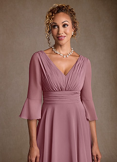 Azazie Eire Mother of the Bride Dresses Vintage Mauve A-Line Pleated Chiffon Dress image5