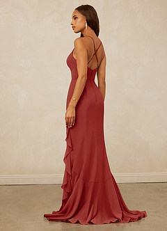 Christian Siriano Bridal for Azazie 1006 Bridesmaid Dresses Terracotta Mermaid Ruched Chiffon Dress image2