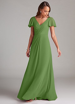 Azazie Soren Bridesmaid Dresses Basil A-Line Ruched Chiffon Dress image5