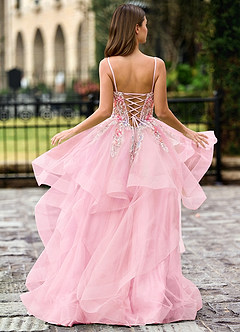 Goartrume Rosa Meerjungfrauen-Tüll-Abendkleid image2