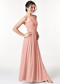 Azazie Jiya Junior Rosette A-Line Pleated Mesh Dress image3