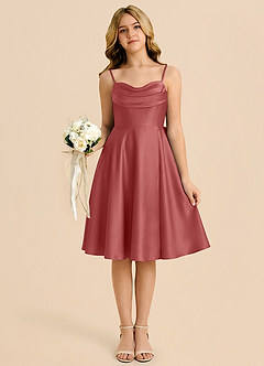 Azazie Bear Junior Antique Rose A-Line Sweetheart Neckline Stretch Satin Dress image6