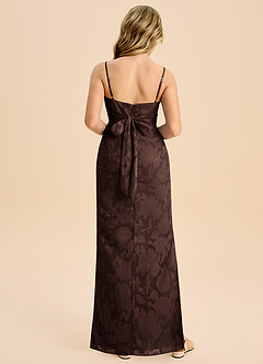 Azazie Mai Junior Ganache Sheath Pleated Floral Burnout Dress image2