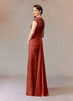 Azazie Jamila Mother of the Bride Dresses Rust Mermaid Lace Dress image4