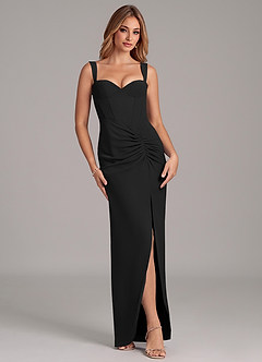 Azazie Ayla Bridesmaid Dresses Black Sheath Sweetheart Neckline Chiffon Dress image3