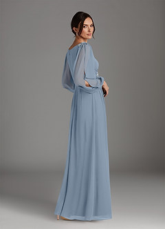 Azazie Gypsy Mother of the Bride Dresses Dusty Blue A-Line V-Neck Sequins Chiffon Dress image2