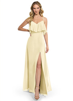 Azazie Jean Bridesmaid Dresses Lemon Sorbet A-Line Chiffon Convertible Dress image1