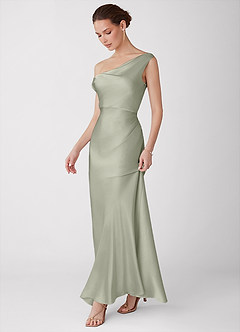 Avela Dusty Sage Lysende satin maxikjole image6