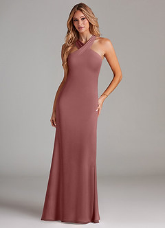 Azazie Doretta Bridesmaid Dresses Desert Rose Mermaid Pleated Chiffon Dress image3