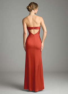 Azazie Leonis Bridesmaid Dresses Rust Mermaid Pleated Stretch Satin Convertible Dress image2